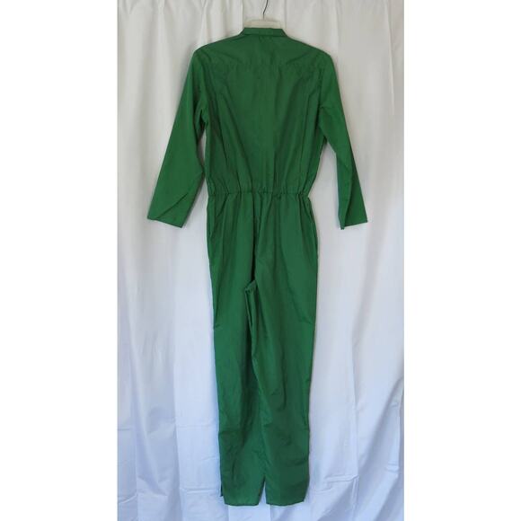 VINTAGE 1970's Steven Barry Jumpsuit Size M Elastic Waist Pockets Nylon Green - Picture 2 of 14